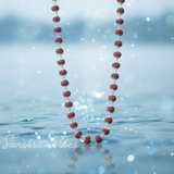 108 plus 1 Rudraksha Guru Beads Mala with Silver Flower Caps for Meditation and Spiritual Healing - Retail Maharaj