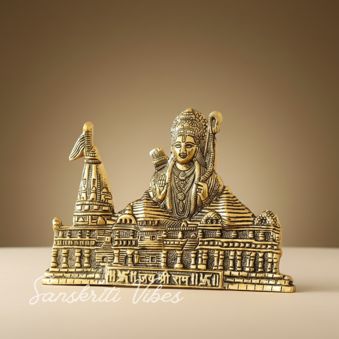 Metal Prabu Shree Ram Ayodhya Mandir Divine Showpiece Replica of Lord Shri Ram Janmabhumi Ayodhya Mandir for Home Decor and Spiritual Use - Retail Maharaj