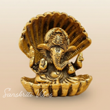 Ganesha Metal Statue Decorative Showpiece – Handcrafted Gold-Plated Ganpati Idol for Home Decor & Auspicious Gifting (Glossy Finish, Made in India)