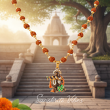 Shri Radha Krishna Pendant with Shiv Rudraksha Chain Spiritual Necklace for Men and Women - Retail Maharaj