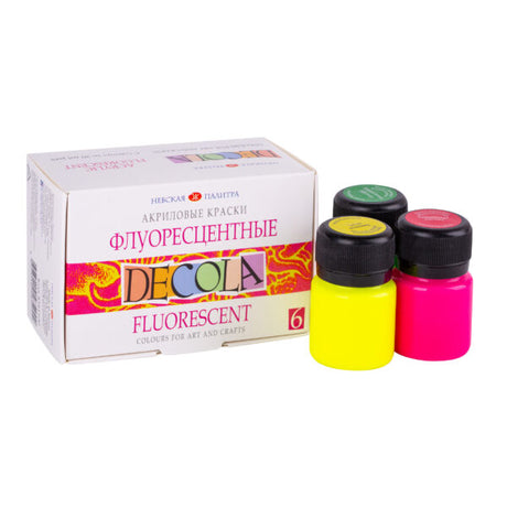 Decola Fluorescent Acrylic Paint Set 20ml x 6 Shades - Retail Maharaj