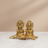 Metal Laxmi Ganesh Statue/Murti for Pooja Room & Home Office Décor, Laxmi Ganesha Diya Idol for Diwali Gift - Retail Maharaj