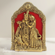 Handcrafted Antique Golden Radha Krishna With Cow Thin Metal Frame Wall Hanging and Table Decorative Showpiece 21.6 cm Aluminium Art by Sanskriti Vibes - Retail Maharaj