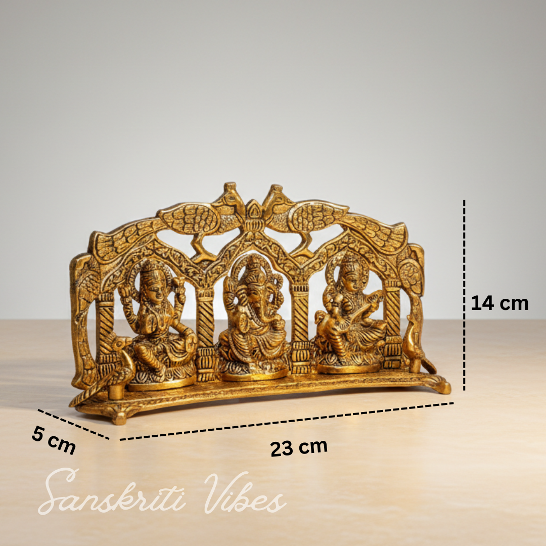 Laxmi Ganesha Saraswati Metal Statue/Murti For Diwali Pooja & Home Decor - Retail Maharaj
