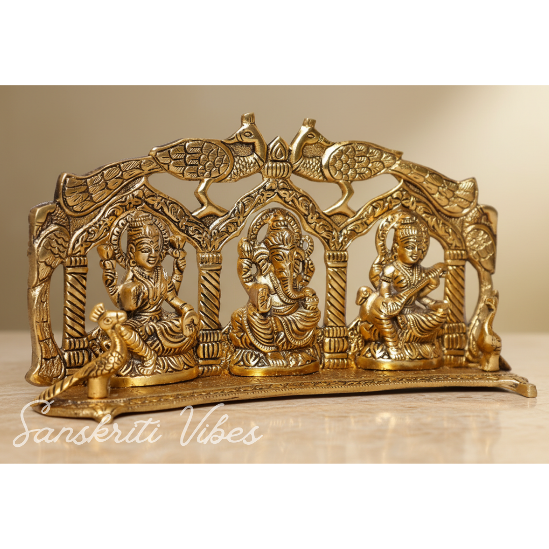 Laxmi Ganesha Saraswati Metal Statue/Murti For Diwali Pooja & Home Decor - Retail Maharaj