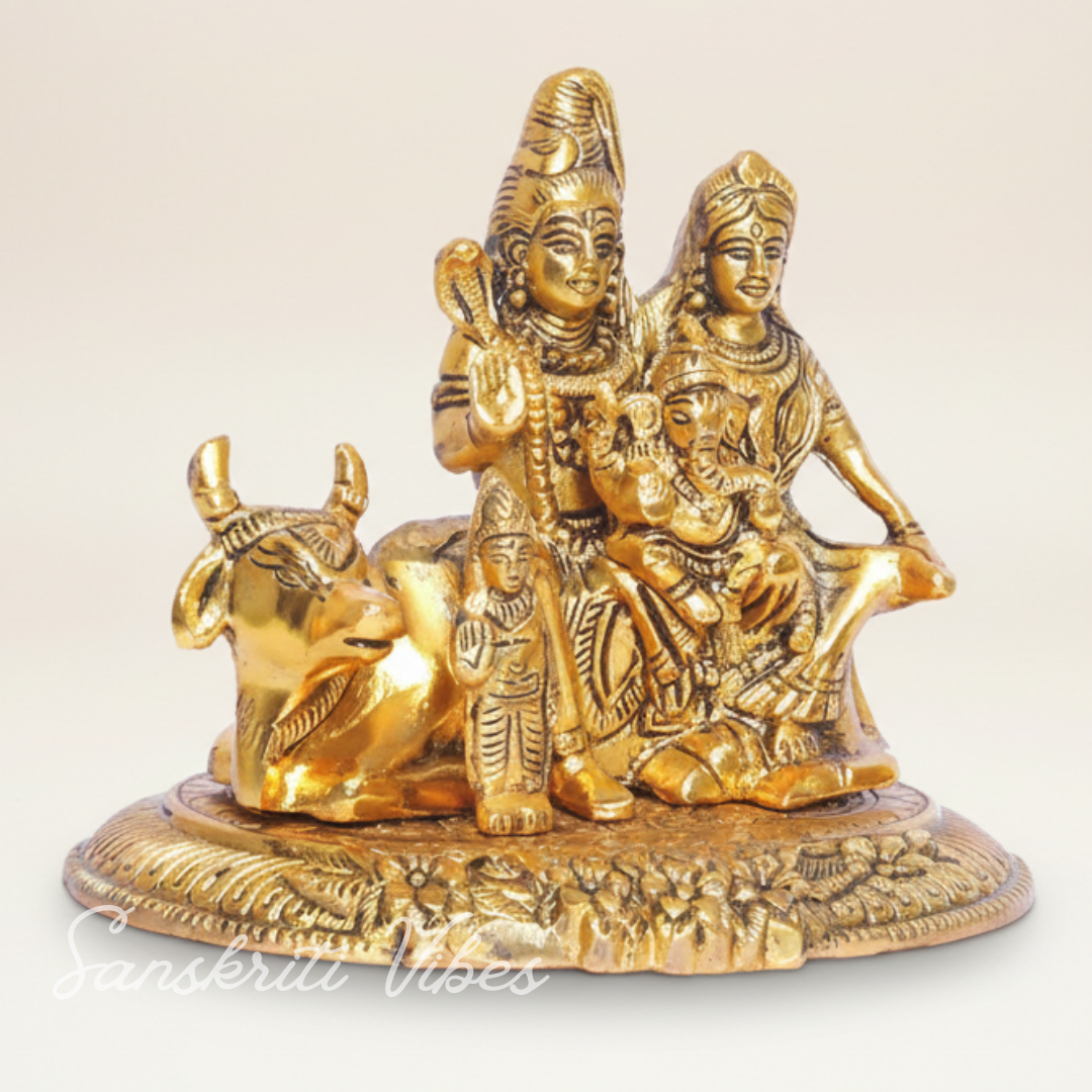 Shiva Parivar Idol Metal Statue Lord Shiva Family Murti for Home Mandir Puja Vastu Prosperity Decor Handcrafted - Retail Maharaj