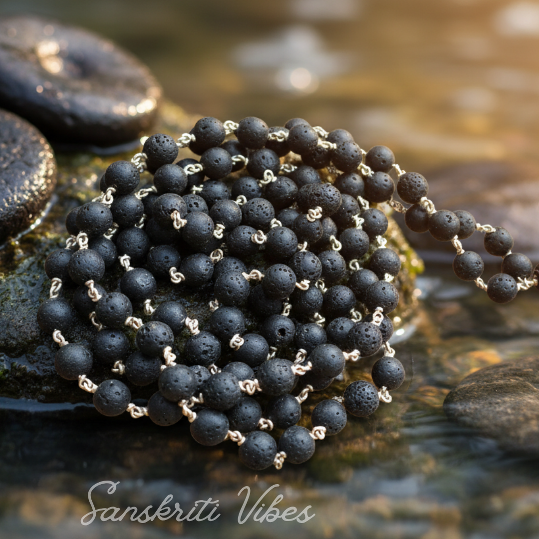108+1 Beads Krishna Sphatik Mala Krishna Shaligram Mala in Silver Wire for Men and Women Spiritual Healing and Meditation - Retail Maharaj