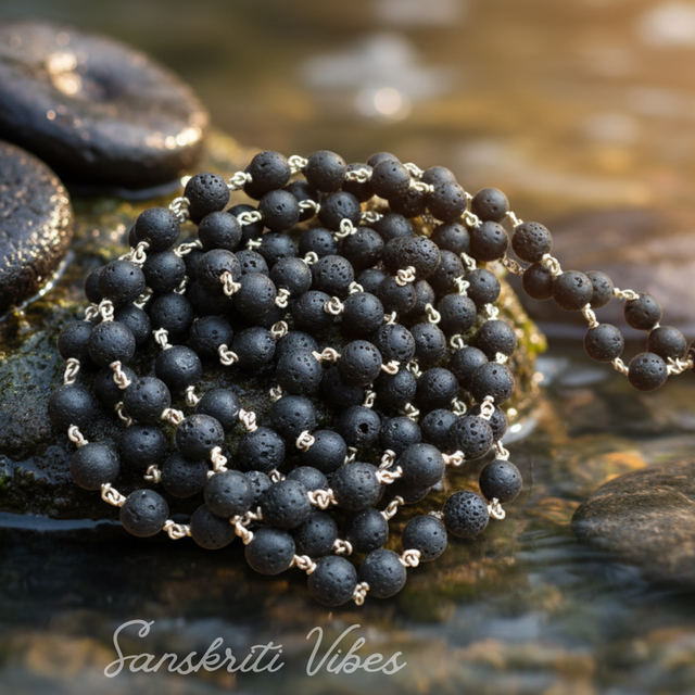 108+1 Beads Krishna Sphatik Mala Krishna Shaligram Mala in Silver Wire for Men and Women Spiritual Healing and Meditation - Retail Maharaj