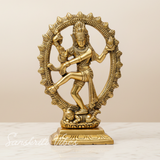 Metal Shiva Nataraj Idol Gold Plated Dancing Shiva Statue for Home Decor Mandir Puja Meditation Vastu Showpiece 19 cm - Retail Maharaj