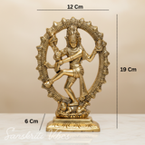 Metal Shiva Nataraj Idol Gold Plated Dancing Shiva Statue for Home Decor Mandir Puja Meditation Vastu Showpiece 19 cm - Retail Maharaj