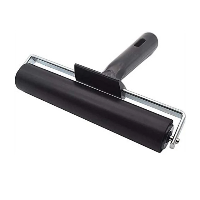 Stationerie 6 Inch Rubber Roller Brayer for Ink, Paint, Block Stamping, Printmaking, and Arts Crafts with Black Handle - Retail Maharaj