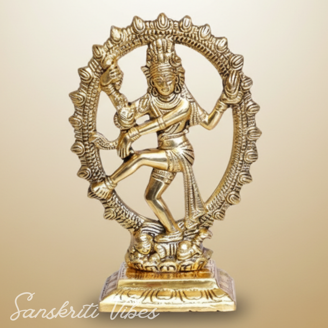 Metal Shiva Nataraj Idol Gold Plated Dancing Shiva Statue for Home Decor Mandir Puja Meditation Vastu Showpiece 19 cm - Retail Maharaj