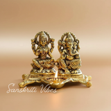 Metal Laxmi Ganesha Statue Unique And One Of A Kind Rare Handcrafted Idol For Pooja Room Decor Your Home - Retail Maharaj
