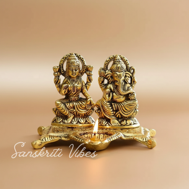 Metal Laxmi Ganesha Statue Unique And One Of A Kind Rare Handcrafted Idol For Pooja Room Decor Your Home - Retail Maharaj