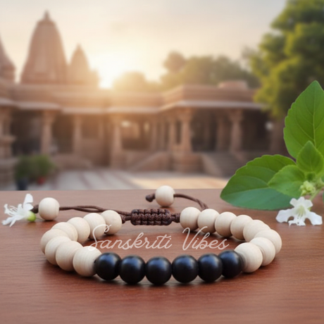 Shaligram and Tulsi Beads Powerful Bracelet – Divine Spiritual Bracelet for Devotees - Retail Maharaj