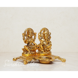 Metal Laxmi Ganesha Statue Unique And One Of A Kind Rare Handcrafted Idol For Pooja Room Decor Your Home - Retail Maharaj