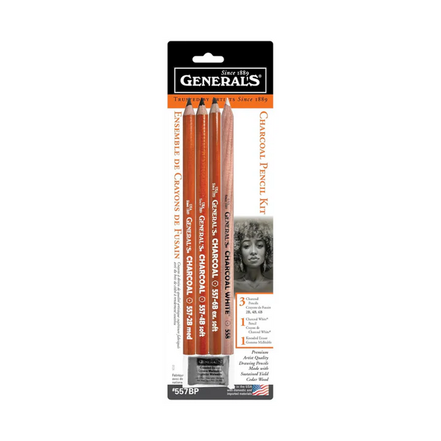 GENERAL'S Charcoal Pencil Set of 5 - Retail Maharaj