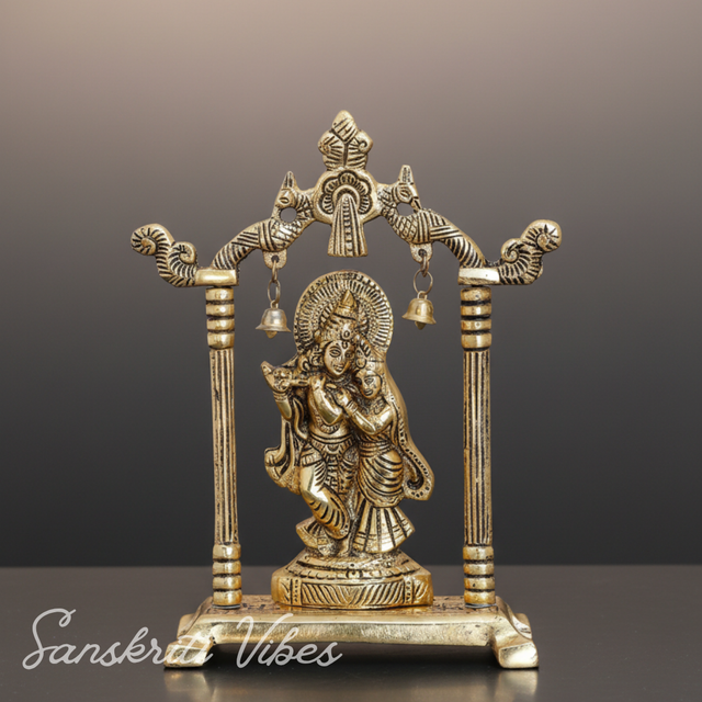 Metal Radha Krishna Statue / Murti – 20 cm Decorative Showpiece for Pooja & Home Decor by Sanskriti Vibes | Glossy Finish - Retail Maharaj