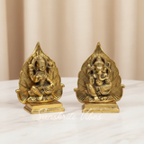 Metal Laxmi Ganesh Statue/Murti for Pooja Room & Home Office Decor, Pan Patta Laxmi Ganesha Idol for Diwali Gift - Retail Maharaj