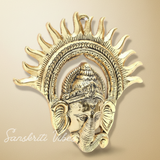 Metal Golden Ganesha Wall Hanging Sculpture – Lord Ganesh Idol for Lucky Feng Shui & Vastu Wall Decor Arts (Glossy Finish, Made in India)