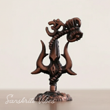 Metal Shiv Shakti Om Trishul Damru Rudraksha Symbol Idol Statue for Home Decor Mandir Temple Puja Vastu Showpiece Antique Finish 9.5 cm - Retail Maharaj