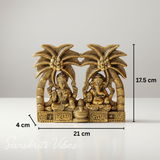 Metal Laxmi Ganesha Statue Under Tree Unique And One Of A Kind Rare Handcrafted For Pooja Decor Your Home - Retail Maharaj