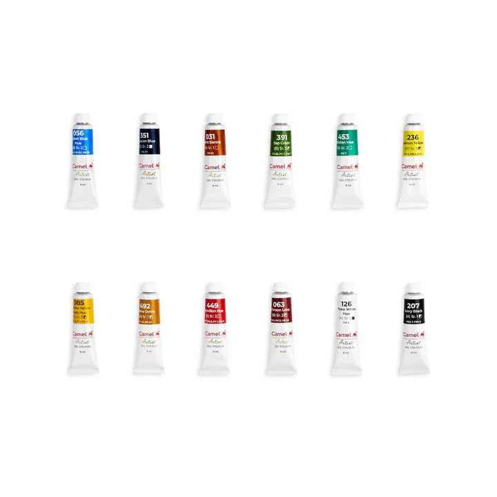 Camel Artist Oil Paint Set Assorted 12 Shades in 9ml Tubes for Artists - Retail Maharaj
