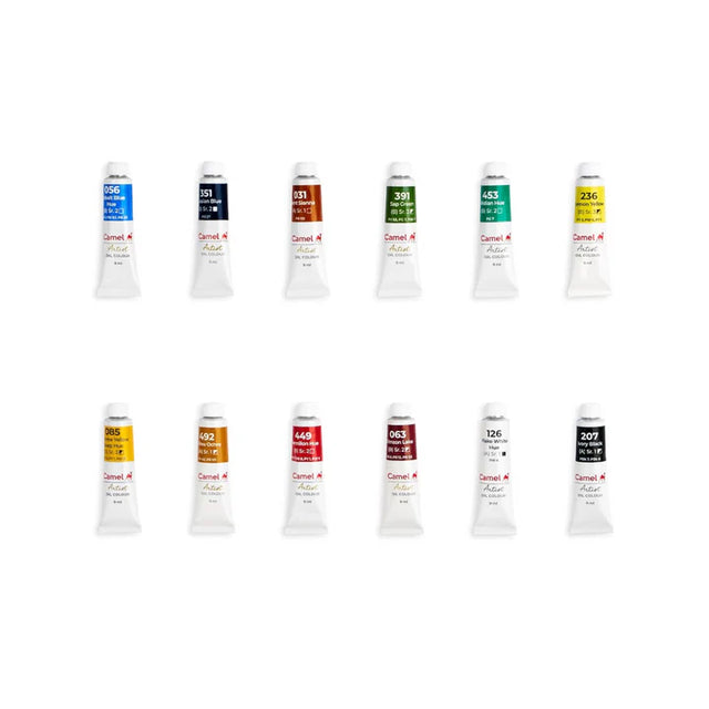 Camel Artist Oil Paint Set Assorted 12 Shades in 9ml Tubes for Artists - Retail Maharaj
