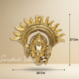 Metal Golden Ganesha Wall Hanging Sculpture – Lord Ganesh Idol for Lucky Feng Shui & Vastu Wall Decor Arts (Glossy Finish, Made in India)