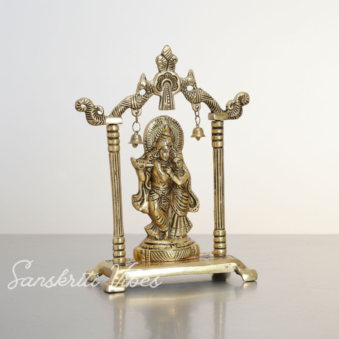 Metal Radha Krishna Statue / Murti – 20 cm Decorative Showpiece for Pooja & Home Decor by Sanskriti Vibes | Glossy Finish - Retail Maharaj