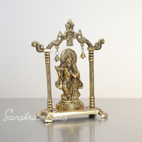 Metal Radha Krishna Statue / Murti – 20 cm Decorative Showpiece for Pooja & Home Decor by Sanskriti Vibes | Glossy Finish - Retail Maharaj