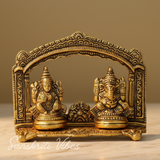 Metal Laxmi Ganesh Statue/Murti for Pooja Room & Home Office Decor, Pan Patta Laxmi Ganesha Idol for Diwali Gift - Retail Maharaj