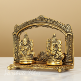 Metal Laxmi Ganesh Statue/Murti for Pooja Room & Home Office Decor, Pan Patta Laxmi Ganesha Idol for Diwali Gift - Retail Maharaj