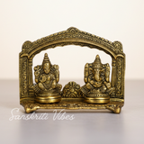 Metal Laxmi Ganesh Statue/Murti for Pooja Room & Home Office Decor, Pan Patta Laxmi Ganesha Idol for Diwali Gift - Retail Maharaj
