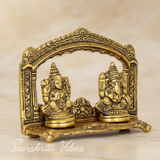 Metal Laxmi Ganesh Statue/Murti for Pooja Room & Home Office Decor, Pan Patta Laxmi Ganesha Idol for Diwali Gift - Retail Maharaj