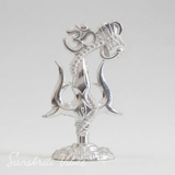 Metal Shiv Shakti Om Trishul Damru Rudraksha Symbol Idol Statue for Home Decor Mandir Puja Meditation Vastu Showpiece Antique Silver Finish 9.5 cm - Retail Maharaj
