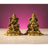 Laxmi Ganesha God Idols Gold Oxidized Finish For Home Decor Exclusive Gift For Diwali - Retail Maharaj
