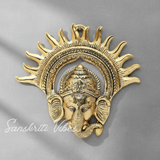Metal Golden Ganesha Wall Hanging Sculpture – Lord Ganesh Idol for Lucky Feng Shui & Vastu Wall Decor Arts (Glossy Finish, Made in India)