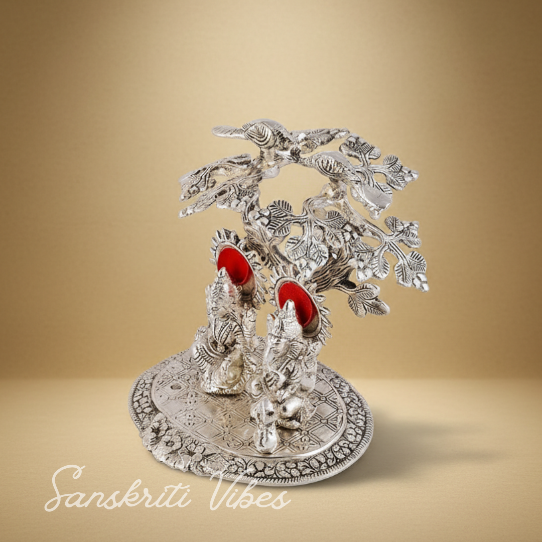 Laxmi Ganesha God Idols Silver Oxidized Finish For Home Decor Exclusive Gift For Diwali - Retail Maharaj