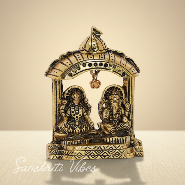 Metal Laxmi Ganesh Idol Decorative Murti Temple Frame Metal Statue for Pooja & Decor Your Home, Office, Decorative Showpiece Figurines - Retail Maharaj