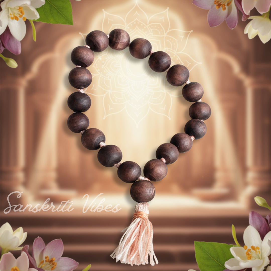 18+1 Guru Beads Tulsi Berkha for Chant – Premium | Sacred Tulsi Prayer Mala for Meditation & Mantra Chanting - Retail Maharaj