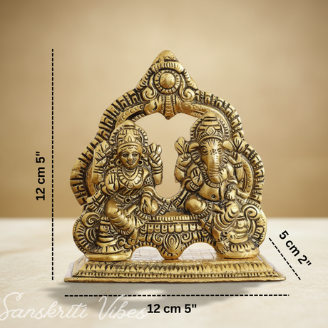 Metal Lakshmi & Ganesha Idol Pair Gold-Finish Mini Statues (12 cm Length × 12 cm Height), 200 g Auspicious Home Puja Decor & Diwali Gift - Retail Maharaj