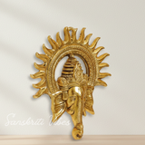 Metal Ganesha Ji Wall Hanging – Handcrafted Ganpati Idol for Home Decor, Vastu Positivity & Feng Shui Good Luck (Glossy Finish, Made in India)