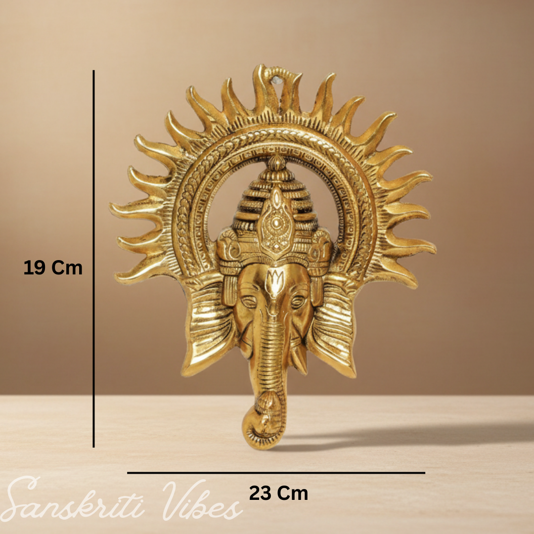 Metal Ganesha Ji Wall Hanging – Handcrafted Ganpati Idol for Home Decor, Vastu Positivity & Feng Shui Good Luck (Glossy Finish, Made in India)
