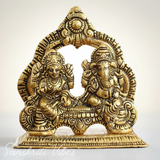 Metal Lakshmi & Ganesha Idol Pair Gold-Finish Mini Statues (12 cm Length × 12 cm Height), 200 g Auspicious Home Puja Decor & Diwali Gift - Retail Maharaj