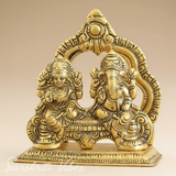 Metal Lakshmi & Ganesha Idol Pair Gold-Finish Mini Statues (12 cm Length × 12 cm Height), 200 g Auspicious Home Puja Decor & Diwali Gift - Retail Maharaj