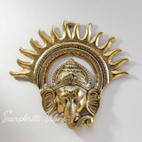 Metal Golden Ganesha Wall Hanging Sculpture – Lord Ganesh Idol for Lucky Feng Shui & Vastu Wall Decor Arts (Glossy Finish, Made in India)