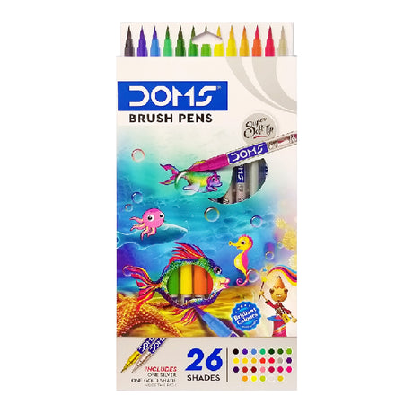 Doms Water-Based Brush Pens Colour Set 14 and 26 Shades with Silver and Gold - Retail Maharaj