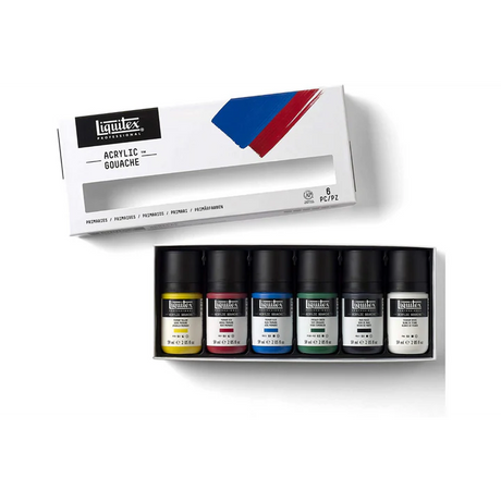 Liquitex Professional Acrylic Gouache Paint Set 6 Bottles 59ml Primaries - Retail Maharaj