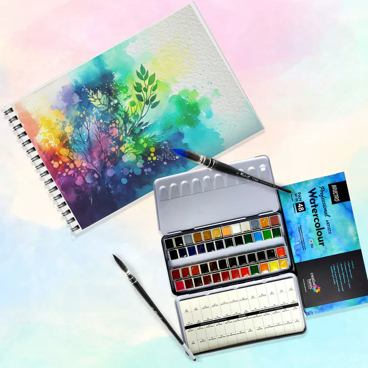 Brustro Professional Watercolour Pan Set 48 Pans for Artists - Retail Maharaj